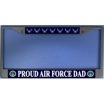 Proud Air Force Dad Chrome License Plate Frame 
